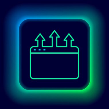 Parlayan neon hattı Tarayıcı pencere simgesi siyah arkaplanda izole edildi. Renkli taslak konsepti. Vektör