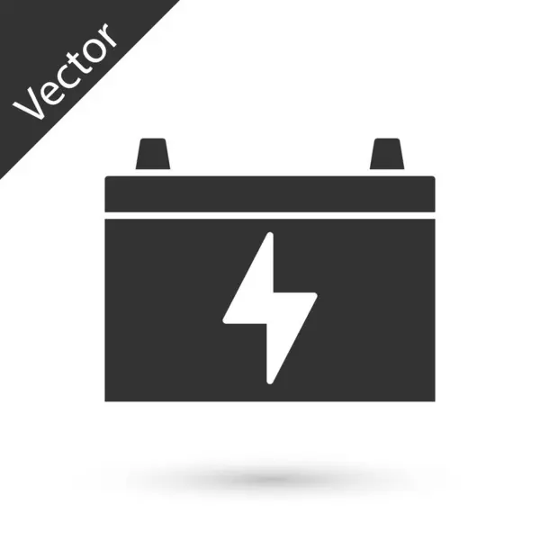 Grijze Auto Batterij Pictogram Geïsoleerd Witte Achtergrond Accumulator Batterij Energie — Stockvector