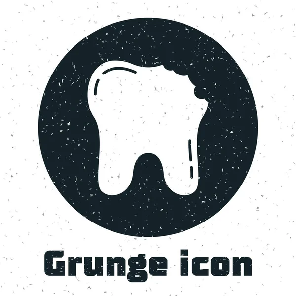 Grunge Broken Tooth Icon Isolated White Background Dental Problem Icon — Stock Vector
