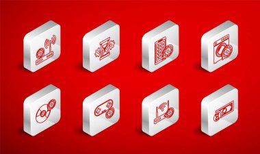 Hızlı ödemeler, Kum Saati ayarı, Mobil Uygulamalar, Yıkama, Yönlendirici ve Wi-Fi, Gamepad ve CD veya DVD disk simgesi ayarla. Vektör