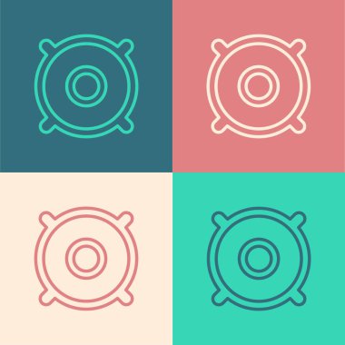 Pop Art Line Car ses hoparlörü renk arkaplanında izole edildi. Vektör.