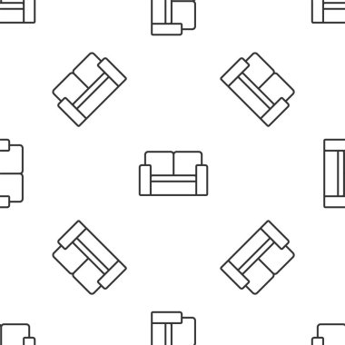 Gri çizgi sinema koltuğu ikonu beyaz arka planda kusursuz desen izole etti. Vektör.