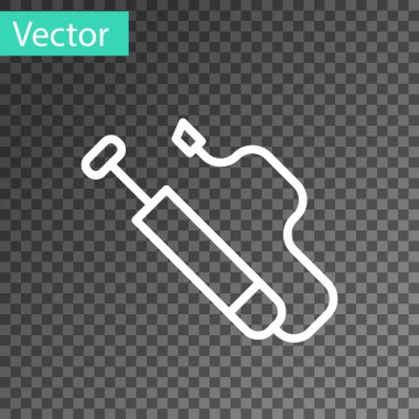 Beyaz çizgi bisiklet hava pompası simgesi şeffaf arkaplanda izole edildi. Vektör.