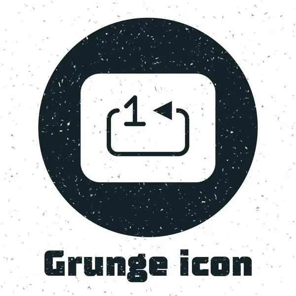 Grunge Ismételje Track Zenelejátszó Ikon Elszigetelt Fehér Alapon Jel Egy — Stock Vector