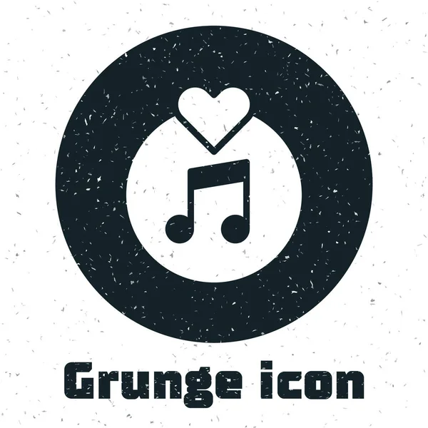 Grunge Icône Disque Vinyle Isolé Sur Fond Blanc Dessin Vintage — Image vectorielle