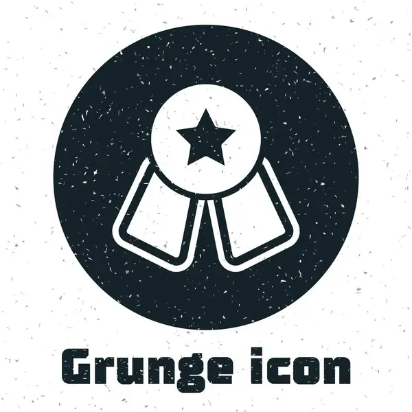 Grunge Medal Mit Starsymbol Auf Weißem Hintergrund Siegersymbol Monochrome Vintage — Stockvektor