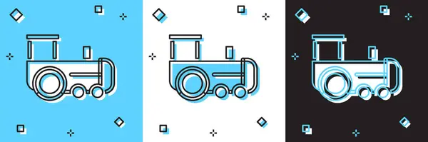 Set Toy Train Icon Isolated Blue White Black Background Vector — Stock Vector