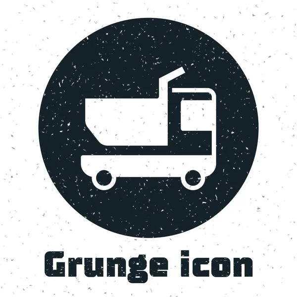 Grunge Toy Грузовик Значок Изолирован Белом Фоне Монохромный Винтажный Рисунок — стоковый вектор