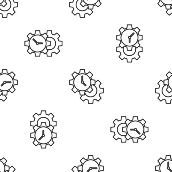 Иконка Управления Временем Серой Линии Изолирована Бесшовным Рисунком Белом Фоне — стоковый вектор