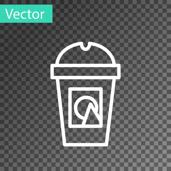 Weiße Linie Kaffeetasse Symbol Isoliert Auf Transparentem Hintergrund Zum Mitnehmen — Stockvektor