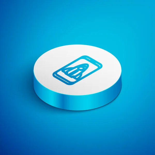 Isometric Line Business Startup Project Concept Icon Isolated Blue Background Vector Graphics
