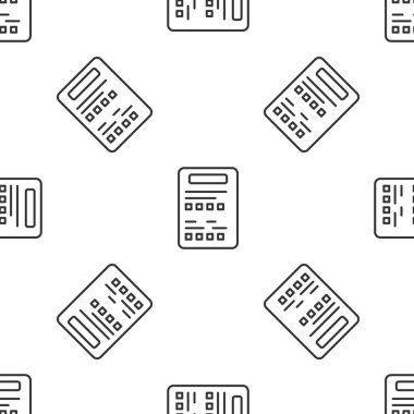 Gri çizgi sınav kâğıdı simgesi beyaz arka planda izole edilmiş kusursuz desen. Sınav kağıdı, sınav ya da araştırma konsepti. Sınav ya da sınav. Vektör