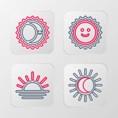 Güneş tutulması, günbatımı ve ikon çizgisini belirle. Vektör