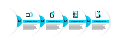 Hat cep telefonu teşhisini ayarla, hesap ekranı cep telefonu, servis ve el parmağı simgesi oluştur. Vektör