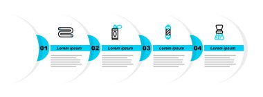Tıraş fırçası, klasik berber dükkanı direği, atomlu tıraş losyonu şişesi ve havlu ikonu. Vektör