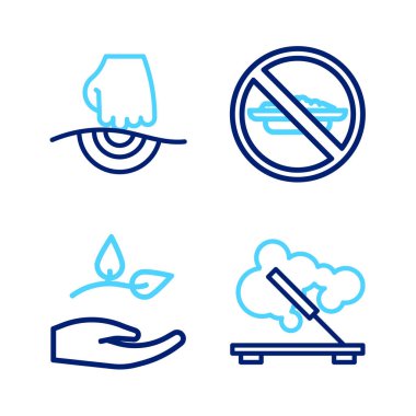 Kokulu spa çubuğu, elinde yaprak, diyetsiz yemek ve masaj ikonu. Vektör