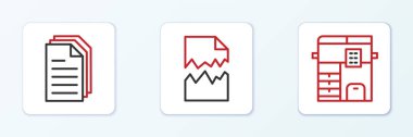 Satır Kopyalama Makinesi, Dosya Belgesi ve Yırtık simgesini ayarla. Vektör