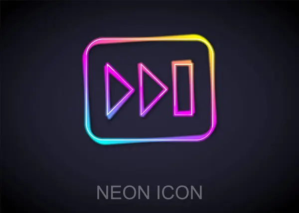 Zářící Neonová Čára Rychlá Přední Ikona Izolovaná Černém Pozadí Vektor — Stockový vektor