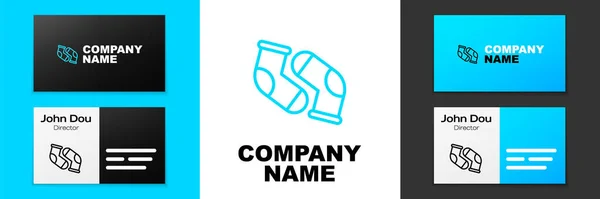 Blue Line Socks Icon Isolated White Background Logo Design Template — Stock Vector