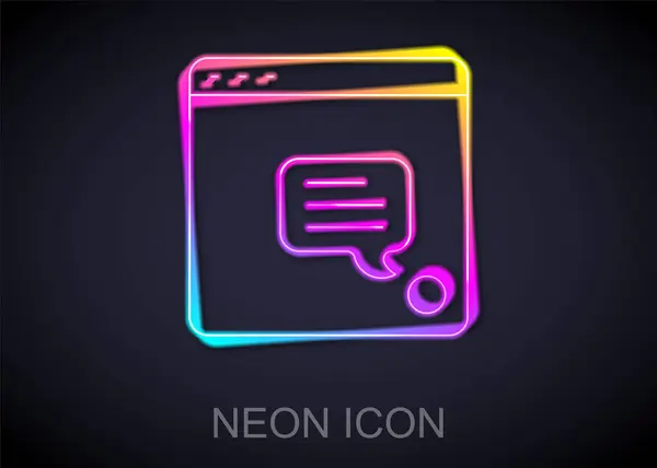 Žhnoucí Neonový Řádek Ikona Upozornění Nové Zprávy Chatu Izolovaná Černém — Stockový vektor