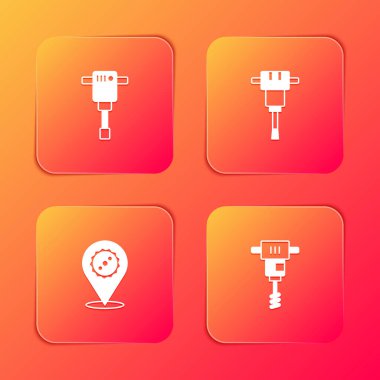 İnşaat matkabı, testere bıçağı ve elektrikli beton karıştırıcı ikonu. Vektör