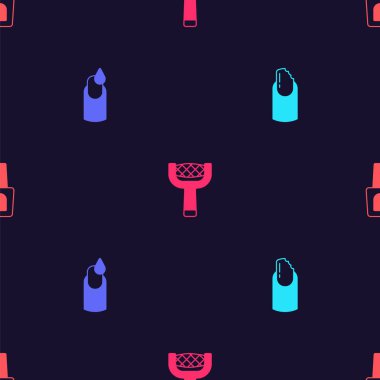 Kırık tırnak, manikür, tırnak törpüsü ve bir şişe cilayı pürüzsüz desene göre ayarla. Vektör