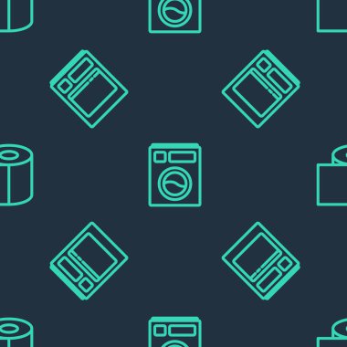 Hat, bulaşık makinesi, bulaşık makinesi ve tuvalet kağıdı kusursuz desenli rulo. Vektör.