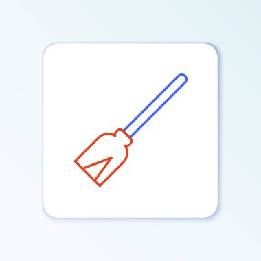 Süpürge sapı simgesi beyaz arkaplanda izole edildi. Temizlik hizmeti konsepti. Renkli taslak konsepti. Vektör