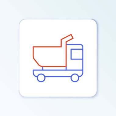 Çizgi oyuncağı kamyon simgesi beyaz arkaplanda izole edildi. Renkli taslak konsepti. Vektör