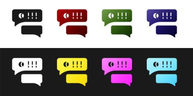 Siyah beyaz arka planda izole edilmiş beyzbol oyun ikonu hakkında konuşma balonu sohbetini ayarla. İleti simgesi. İletişim ya da yorum sohbet sembolü. Vektör