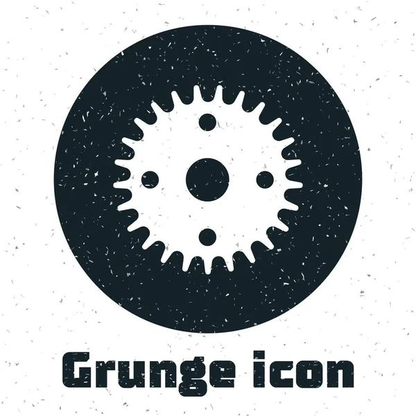 Grunge Gear Ikon Elszigetelt Fehér Háttérrel Fogaskerék Sebességfokozat Beállító Jele — Stock Vector