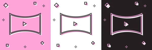 Set Ligne Jouer Icône Vidéo Isolé Sur Fond Rose Blanc — Image vectorielle