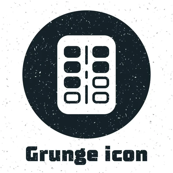 Grunge Nicotine Gum Blister Pack Icon Isolated White Background Helps — 스톡 벡터