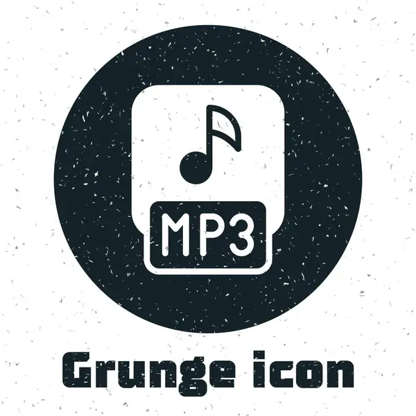 Grunge Mp3 Datei Dokument Download Mp3 Taste Symbol Isoliert Auf — Stockvektor