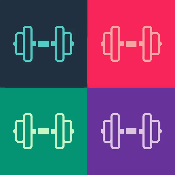Pop Art Hantel Symbol Isoliert Auf Farbigem Hintergrund Muskelheben Fitness — Stockvektor