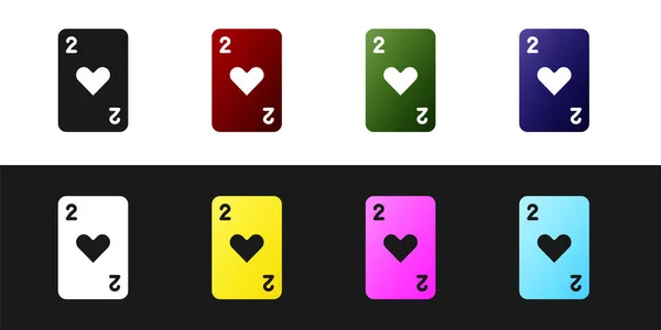 Definir Cartão Jogar Com Ícone Símbolo Coração Isolado Fundo Preto — Vetor de Stock