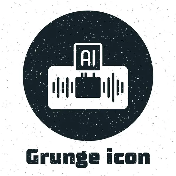 Grunge Icono Inteligencia Artificial Aislado Sobre Fondo Blanco Aprendizaje Automático — Archivo Imágenes Vectoriales