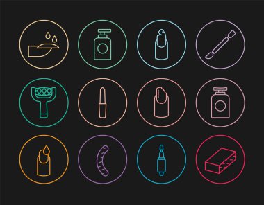 Tırnak törpüsü, el kremi tüpü, kırık tırnak, manikür ve ikon. Vektör