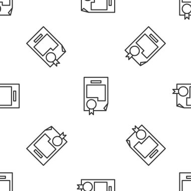 Gri çizgi sertifika şablonu beyaz arka planda izole edilmiş kusursuz desen. Başarı, ödül, diploma, burs, diploma. İş başarısı sertifikası Vektör İllüstrasyonu.