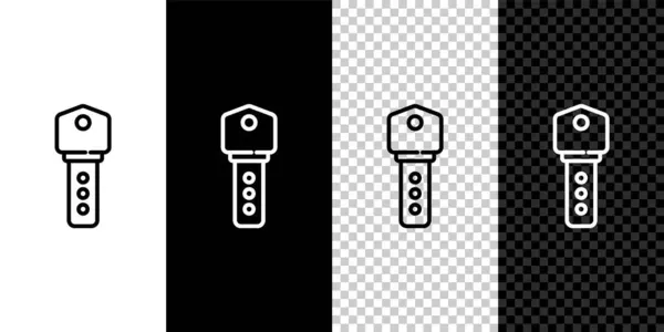 Set Line House Key Icon Isolated Black White Background Vector — Stock Vector