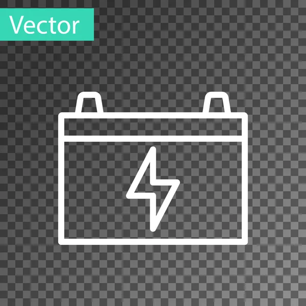 Weiße Linie Autobatterie Symbol Isoliert Auf Transparentem Hintergrund Akkubatterie Energie — Stockvektor