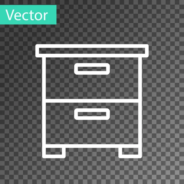 White Line Möbel Nachttischsymbol Isoliert Auf Transparentem Hintergrund Vektor — Stockvektor