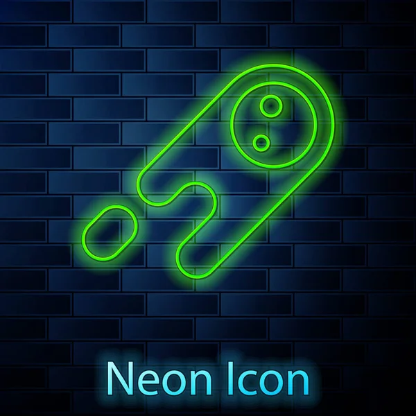 Gloeiende Neon Lijn Komeet Vallen Snel Pictogram Geïsoleerd Baksteen Muur — Stockvector