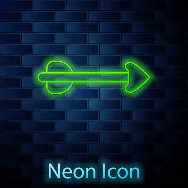 Zářící Neonová Čára Ikona Šipky Izolovaná Pozadí Cihlové Stěny Vektor — Stockový vektor