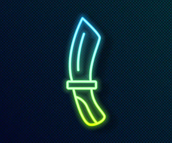 Glödande Neon Line Dykning Kniv Ikon Isolerad Svart Bakgrund Vektor — Stock vektor