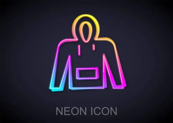 Zářící Neonová Čára Ikona Mikiny Izolované Černém Pozadí Mikina Kapucí — Stockový vektor