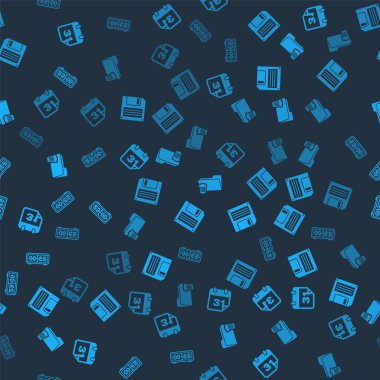 Takvimi, Disket diskini, dizini ve Retro kapaklı saati pürüzsüz desen üzerine ayarla. Vektör.