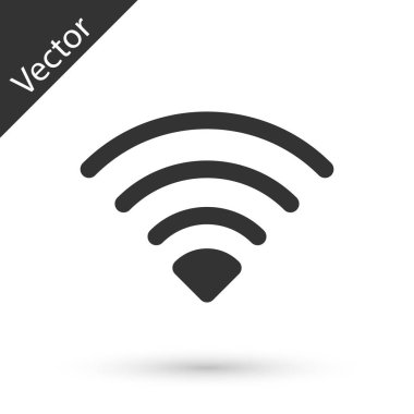 Gri kablosuz internet ağ sembolü simgesi beyaz arkaplanda izole edildi. Vektör.