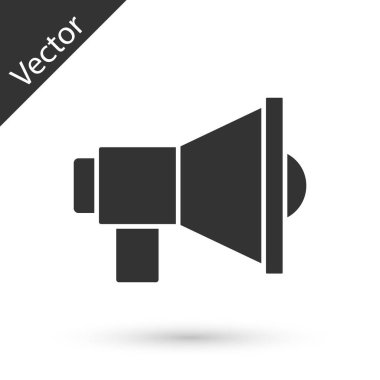 Gri Megafon simgesi beyaz arkaplanda izole edildi. Sözcü işareti. Vektör.