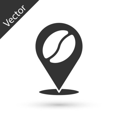 Beyaz arka planda kahve çekirdeği ikonu olan gri bir yer. Vektör.